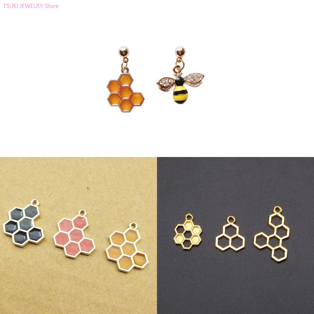 Bezels Pendant Resin - 62KE 10x/set gouden honingraat hanger leeg