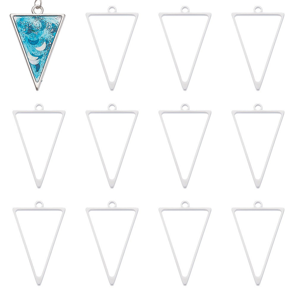 Bezels Pendant Resin - 16 stuks roestvrijstalen driehoekige open achterkant