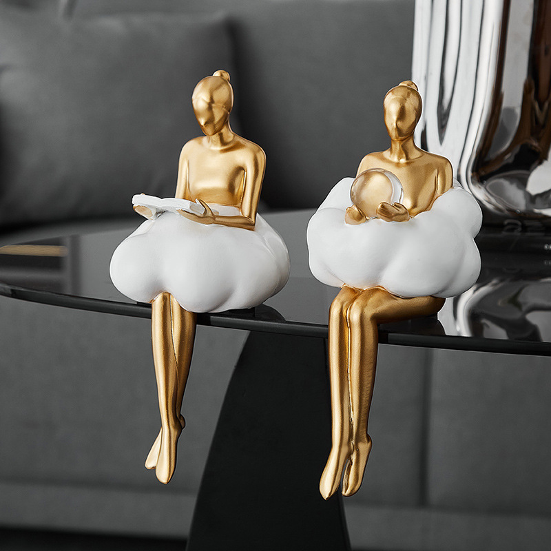 Resin Art And Design - Balletmeisje wolk abstracte kunst figuur standbeeld