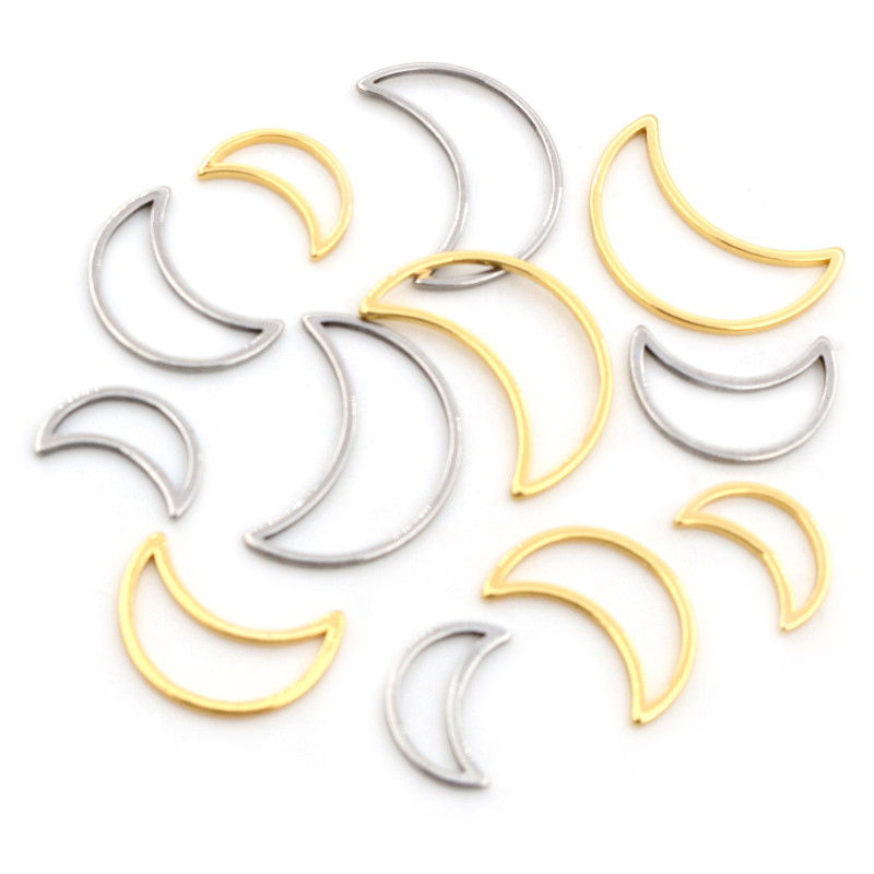 Bezels Pendant Resin - 20Pcs 3 Size Moon Charm Gold
