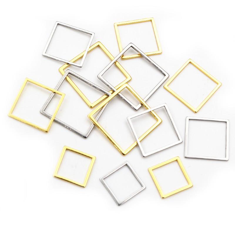 Bezels Pendant Resin - 20Pcs 3 Size Vierkante Charm Gold