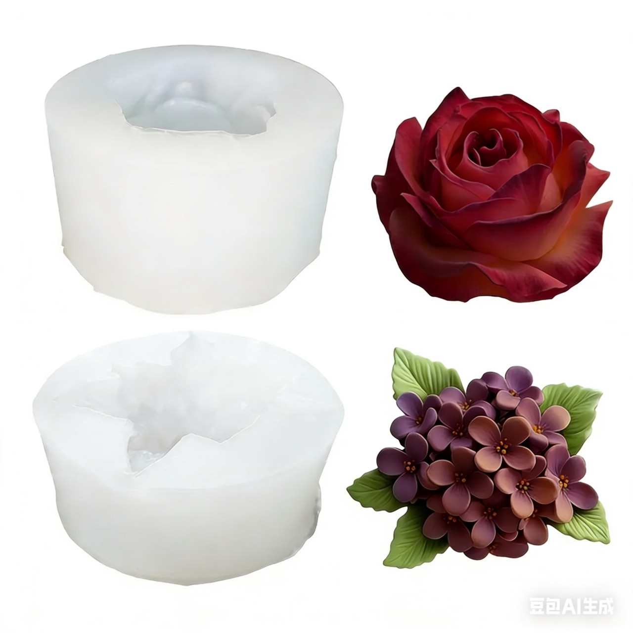 Resin Art Wedding Gift - 2-delige 3D Rose Lilac Flower siliconen