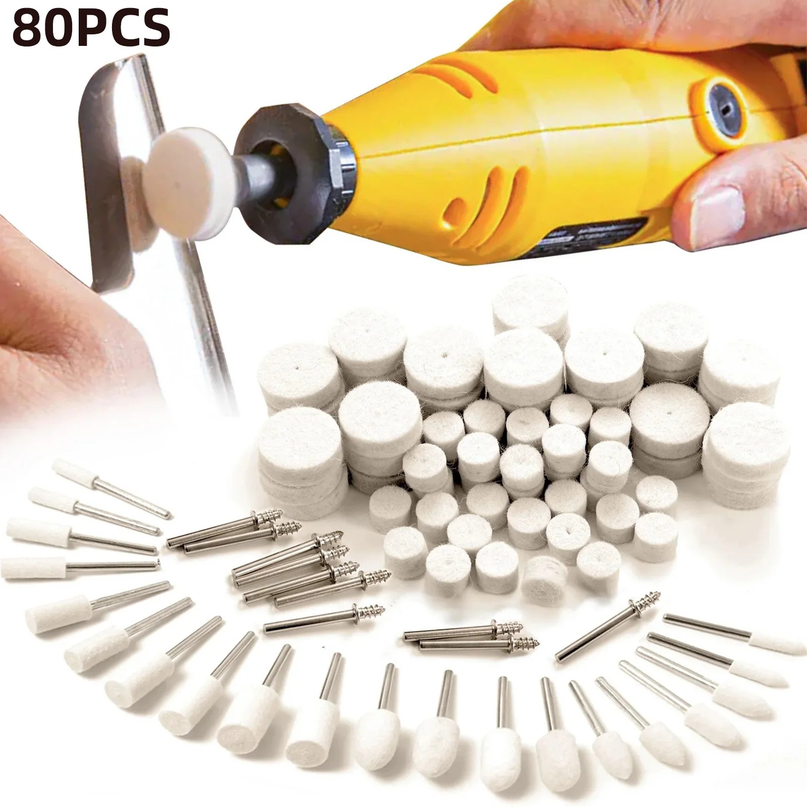 Resin Art Set - 80PCS Wolvilt Polijstwielset, 1/8