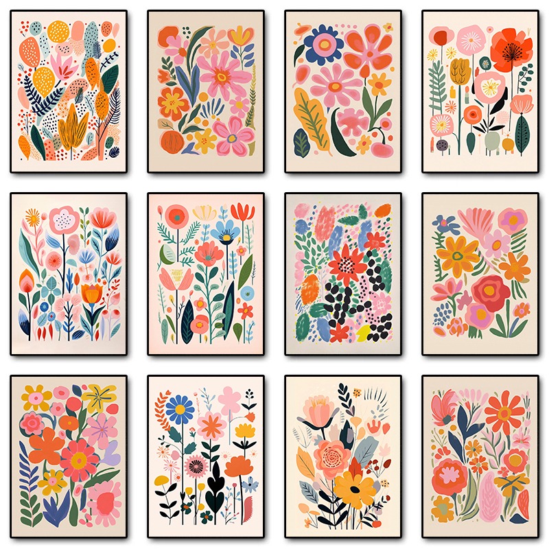 Resin Art Flower - Vintage Mid Century bloemenillustratie posters en