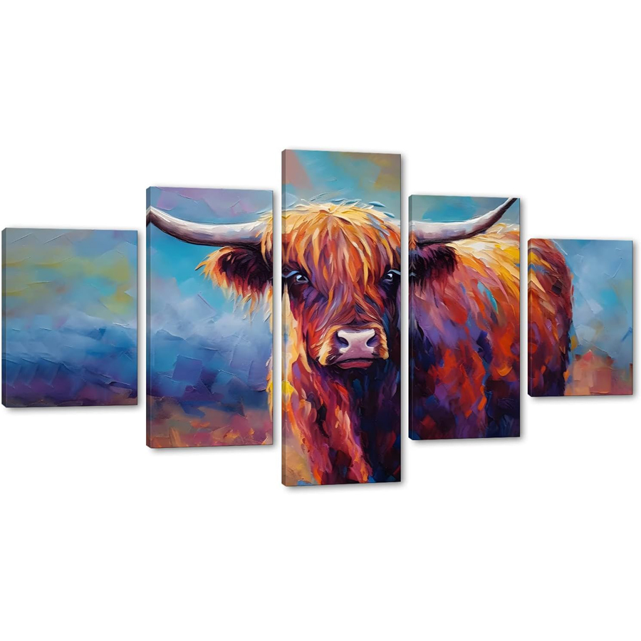 Resin Art Images - 5 Highland Cow Images diamant schilderij