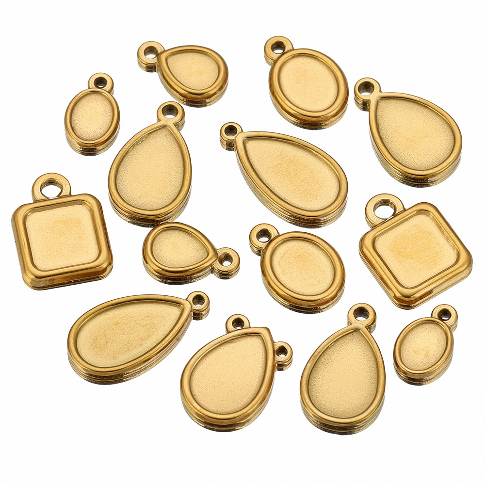 5 stuks roestvrijstalen vierka - Bezels Pendant Resin recensie en prijs